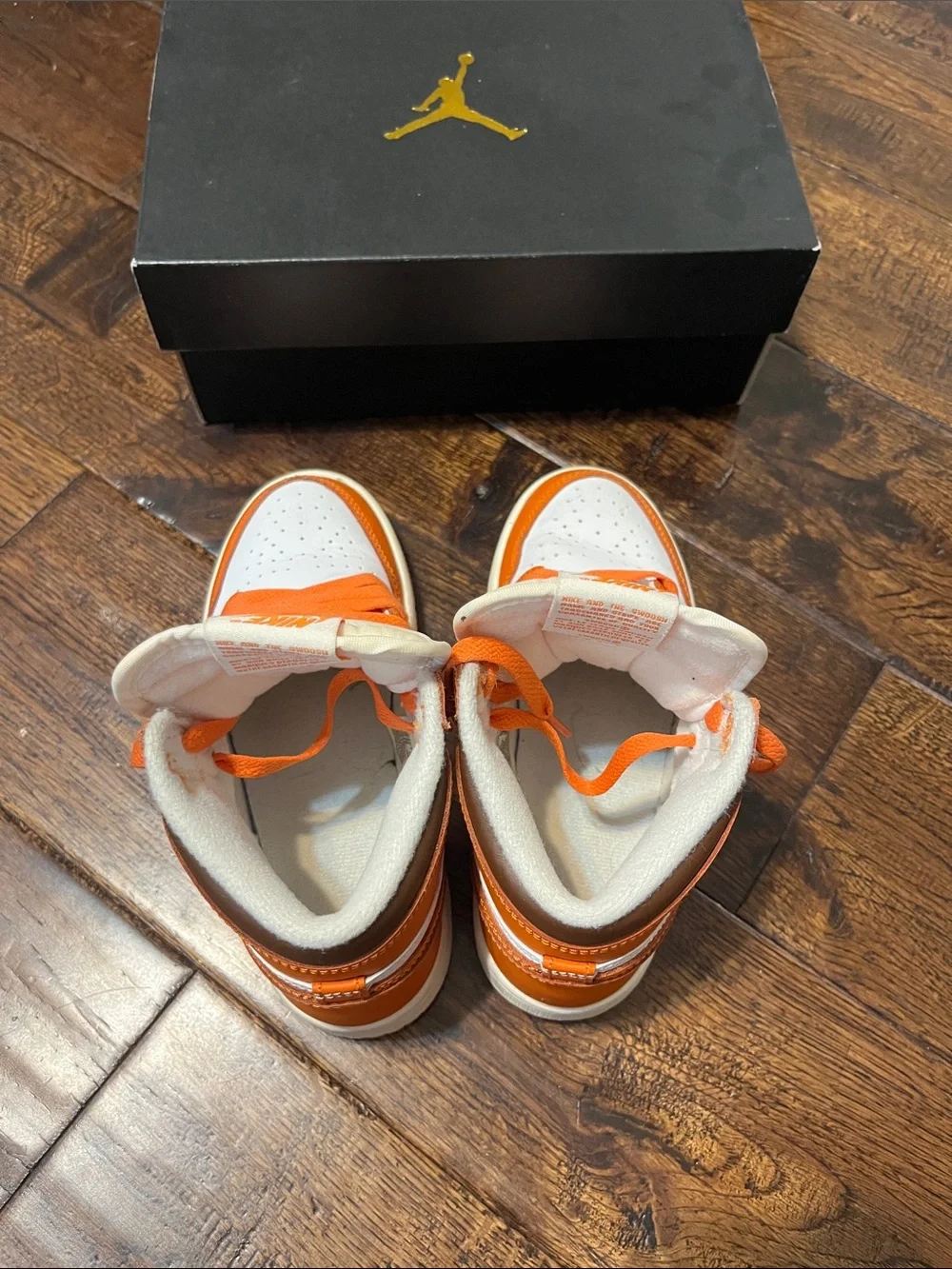 Nike Air Jordan 1 High Orange & White Basketball Sneakers